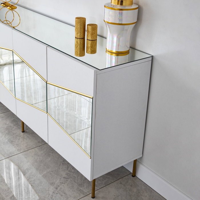Hanah Home Consola Nice Blanco y Oro